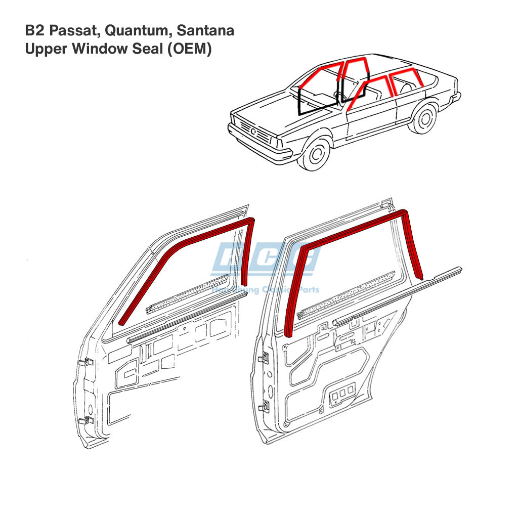 Upper Window Seal Kit (Set of Four) - OEM - B2 Passat, Quantum, Santana