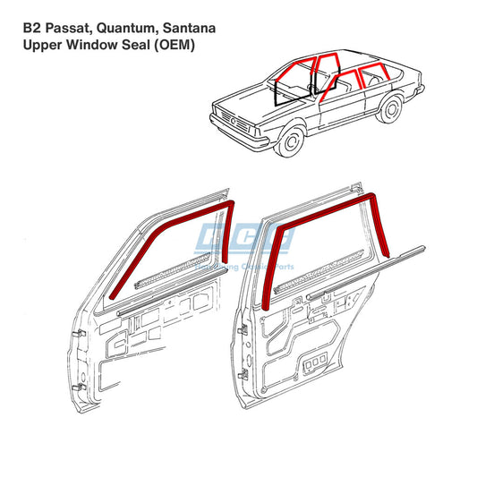 Upper Window Seal Kit (Set of Four) - OEM - B2 Passat, Quantum, Santana