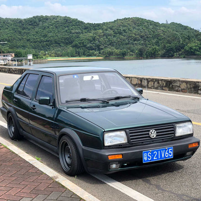 Lowered Mk2 Jetta Green, Mk3 Style Grill 