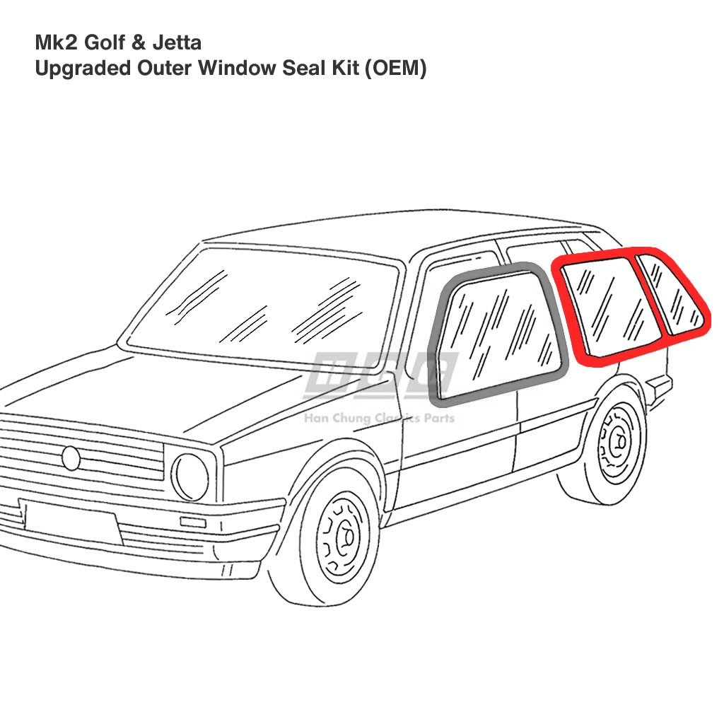 Upgraded Window Seal Kit - OEM - 4dr Mk2 Golf & Jetta (Rear Pair)