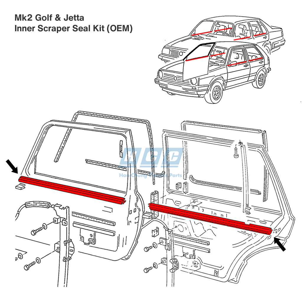 vw mk2 golf jetta OEM inside scraper seal inner 193837471